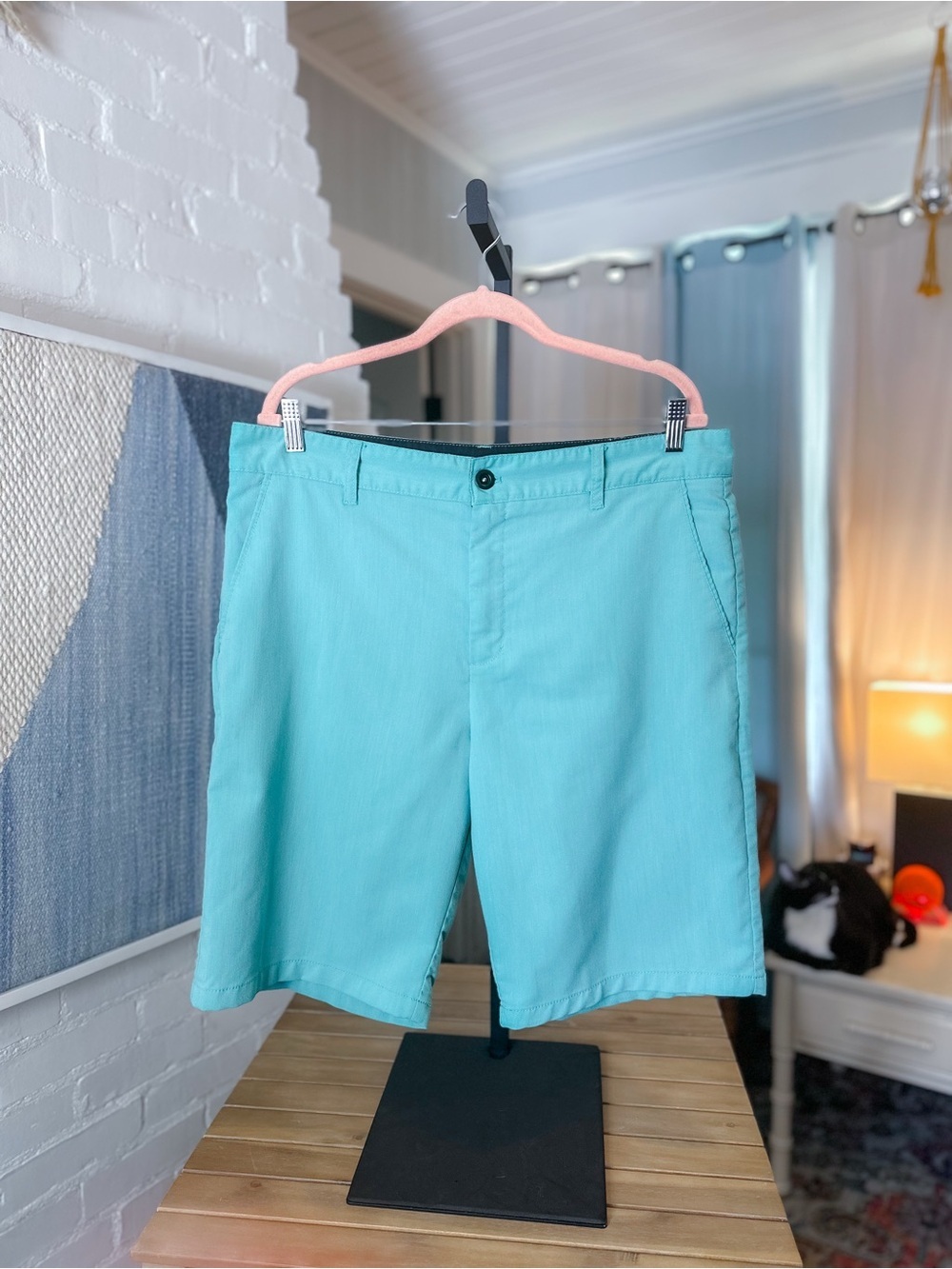 Faded Glory Turquoise Bermuda Flat Front Shorts